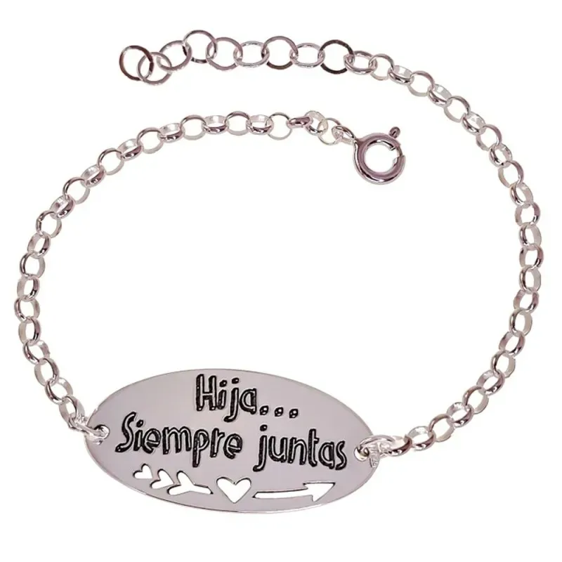 Pulsera Madres e Hijas en Plata de Ley 925m con 16 cm. mensaje HIJA S