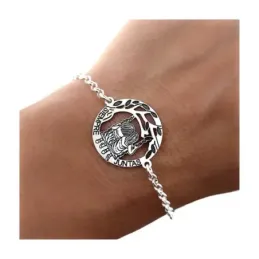 Pulsera Siempre Juntas en Plata Ley 925m de 17 cm. cadena rolo disco