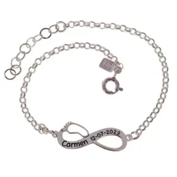 Pulsera Personalizable Plata Ley 925m 17.5 cm. con nombre y fecha de
