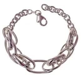 Pulsera de Plata Ley 925m con eslabones grandes huecos