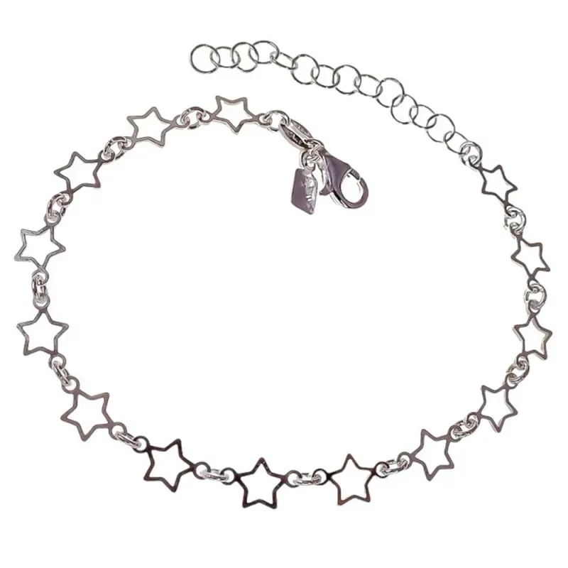 Pulsera Plata de Ley 925m con 16.5 cm. estrellas caladas de 6 mm.