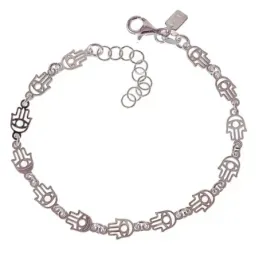 Pulsera Mano de Fátima en Plata de Ley 925m con 16.5 cm. tamaño amule