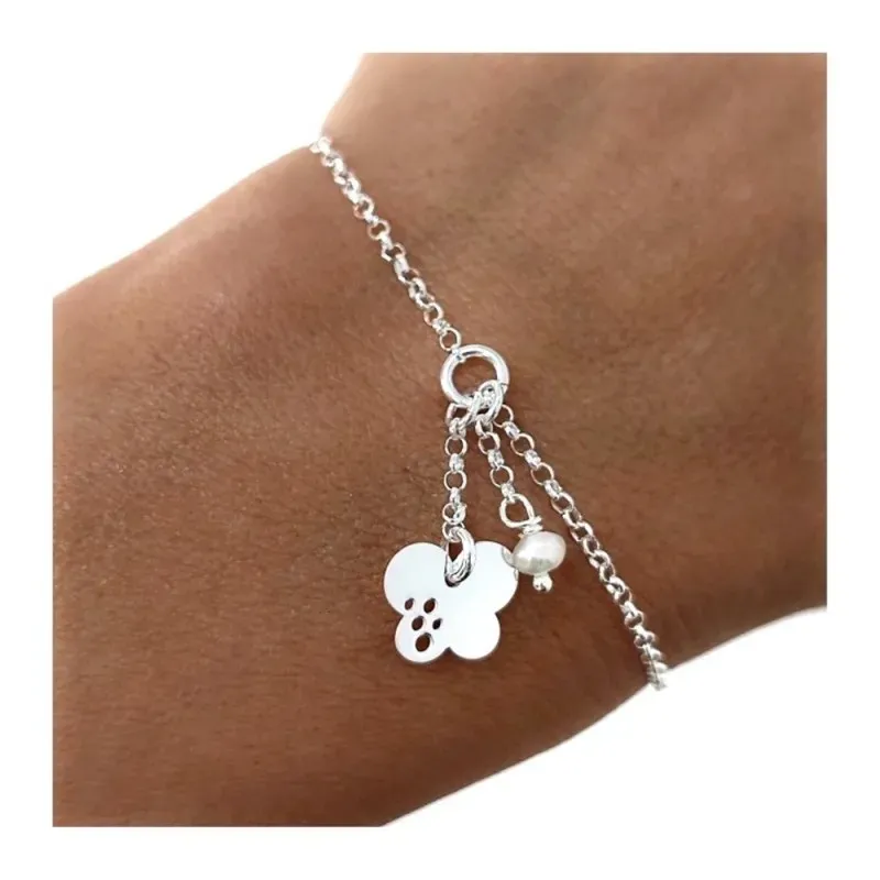 Pulsera en Plata de Ley 925m con 17 cm. cadena rolo mariposa 10 mm. c