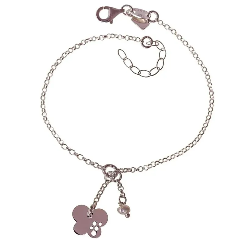 Pulsera en Plata de Ley 925m con 17 cm. cadena rolo mariposa 10 mm. c