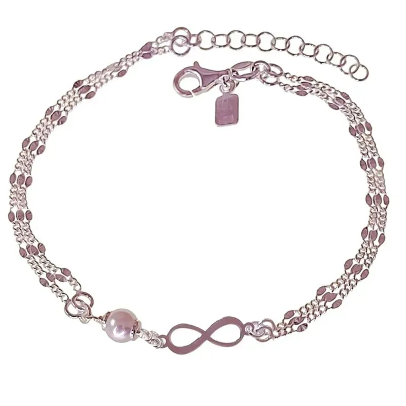 Pulsera en Plata de Ley 925m con 17 cm. doble cadena con símbolo Infi