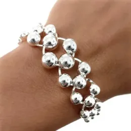 Pulsera en Plata de Ley 925m con 20 cm. asas tamaños combinados con b