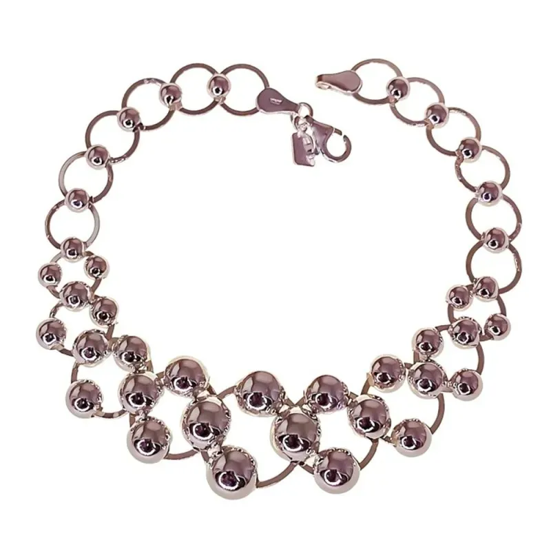 Pulsera en Plata de Ley 925m con 20 cm. asas tamaños combinados con b