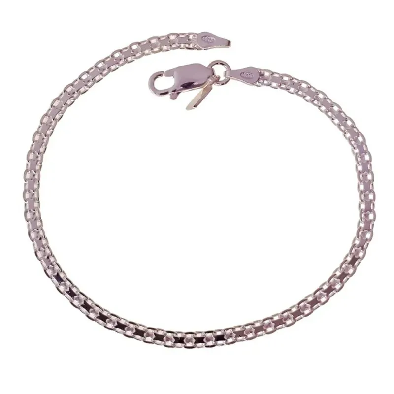 Pulsera Plata de Ley 925m con 18.5 cm. cadena bismark de 3 mm. ancho