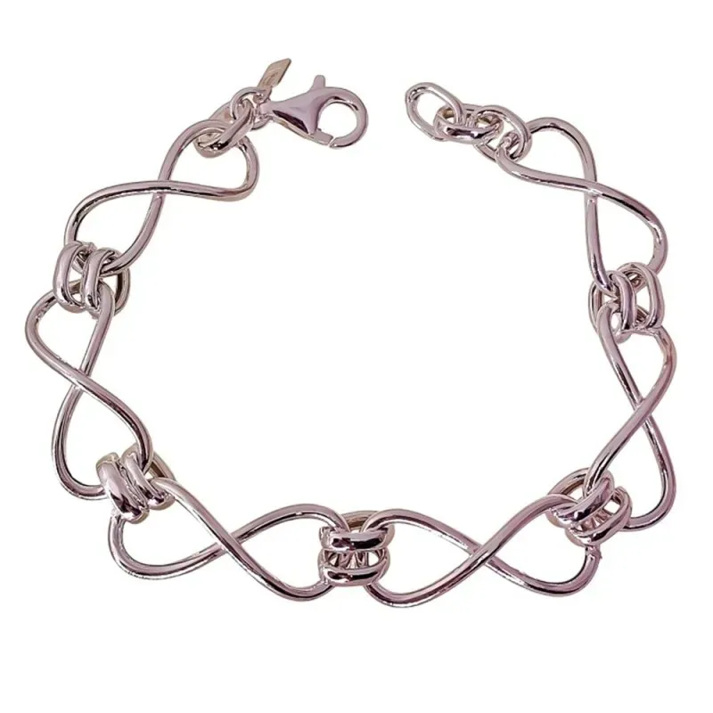 Pulsera con Infinitos en Plata de Ley 925m con 18 cm. eslabones grand