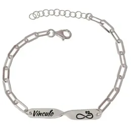 Pulsera Plata Ley 925m de 18 cm. cadena forzada alargada mensaje VÍNC