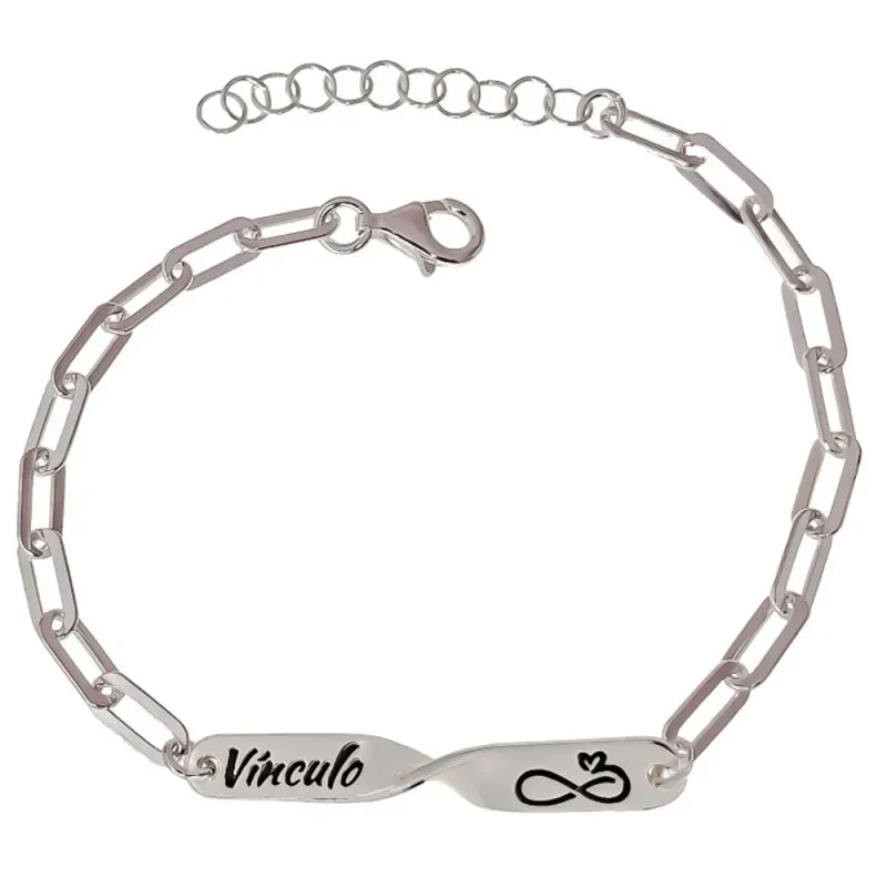 Pulsera Plata Ley 925m de 18 cm. cadena forzada alargada mensaje VÍNC