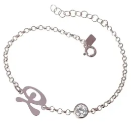 Pulsera en Plata  Ley 925m de 17 cm. Indalo amuleto de 10 mm. y circo