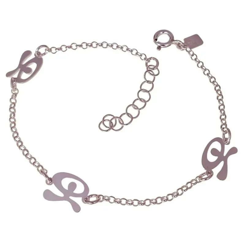 Pulsera Tres Indalos en Plata de Ley 925m con 17 cm. cadena rolo de 2