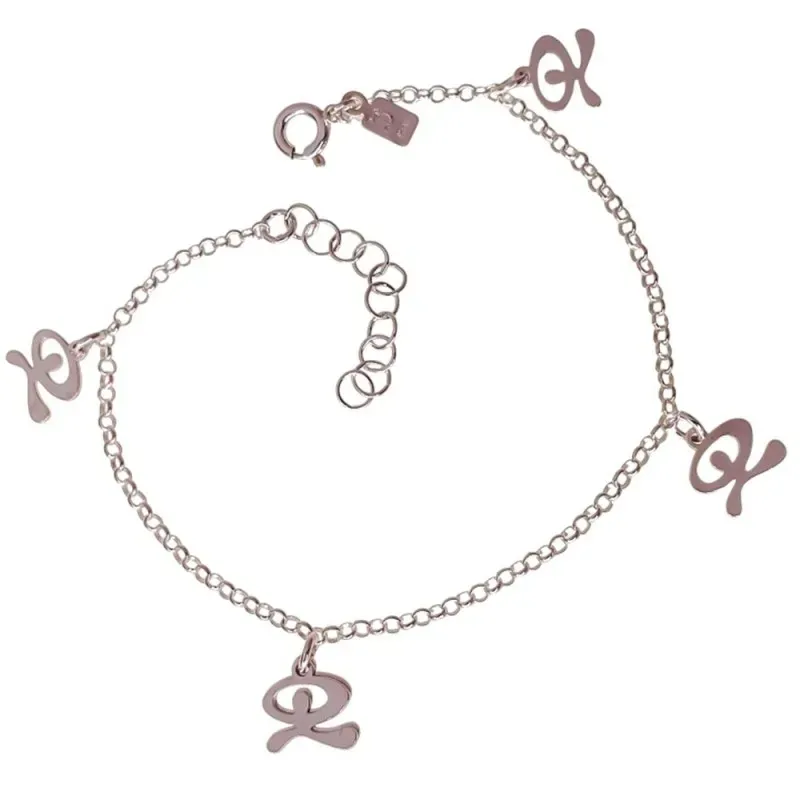 Pulsera Indalos en Plata Ley 925m de 17 cm. cadena rolo con 2 mm. amu