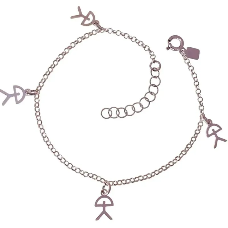 Pulsera Indalo en Plata Ley 925m de 17 cm. cadena rolo de 2 mm. amule