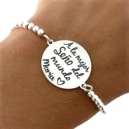 Pulsera para Seño Personalizable en Plata Ley 925m de 17 cm. con mens