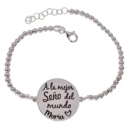 Pulsera para Seño Personalizable en Plata Ley 925m de 17 cm. con mens