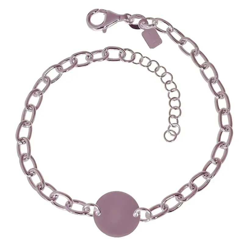 Pulsera con Disco en Plata de Ley 925m con 17 cm. eslabones de 4 mm.