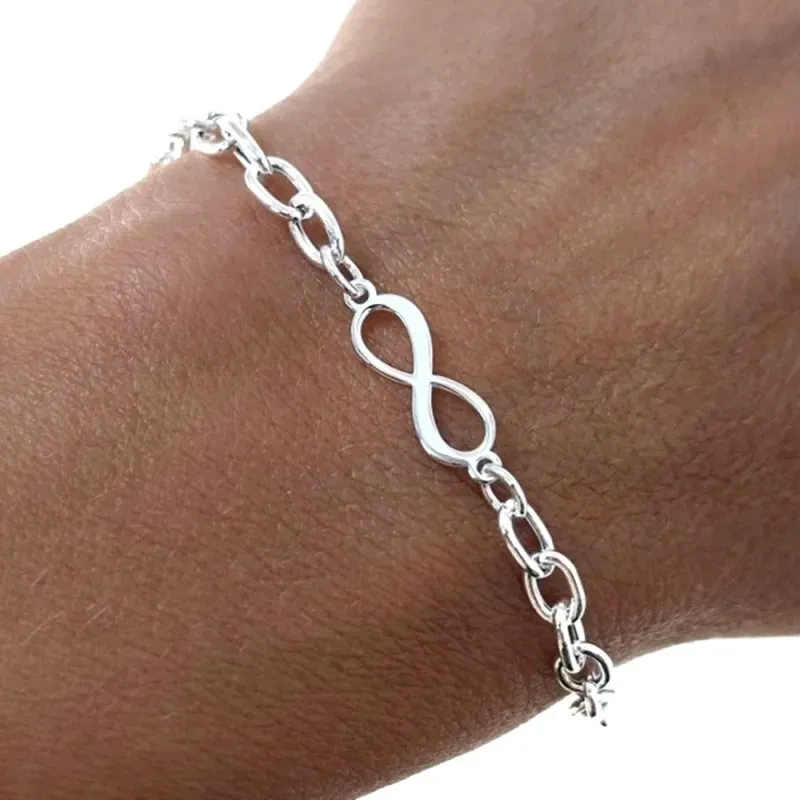 Símbolo Infinito Pulsera en Plata de Ley 925m con 17 cm. eslabones 4