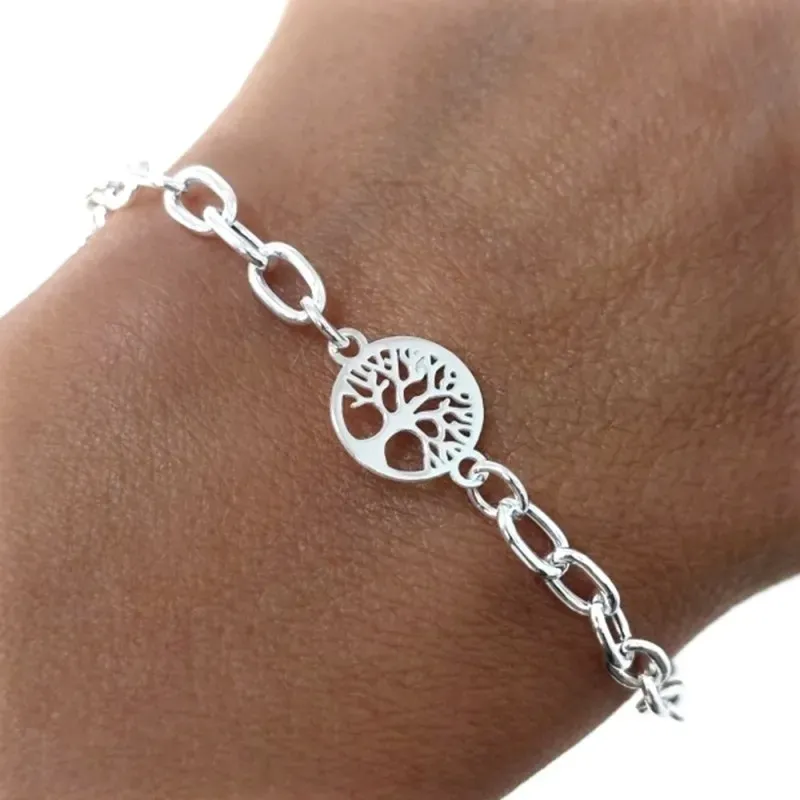 Árbol de la Vida Pulsera en Plata Ley 925m de 17 cm. eslabones 4 mm.