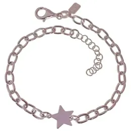 Pulsera Plata Ley 925m de 17 cm. con eslabones de 4 mm. estrella lisa