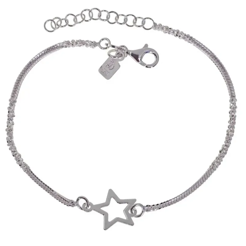 Pulsera en Plata de Ley 925m de 17 cm. cola de topo lapidada 1.5 mm.