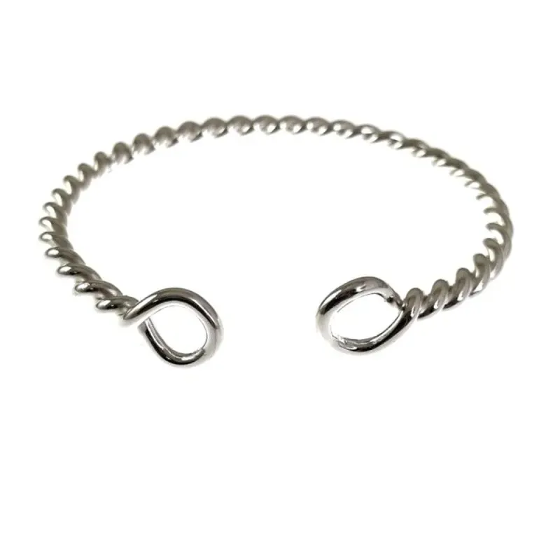 Brazalete Pulsera Rígida en Plata de Ley 925m con 65 mm. hombre hilo