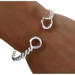 Brazalete Pulsera Rígida en Plata de Ley 925m con 65 mm. hombre hilo