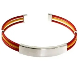 Pulsera Bandera de España en Plata de Ley 925m con 65 mm. diámetro en