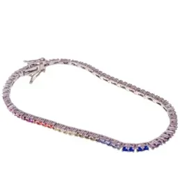 Pulsera en Plata de Ley 925m con 19 cm. circonitas colores combinados