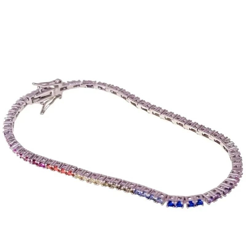 Pulsera en Plata de Ley 925m con 19 cm. circonitas colores combinados