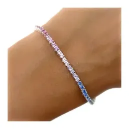 Pulsera en Plata de Ley 925m con 19 cm. circonitas colores combinados