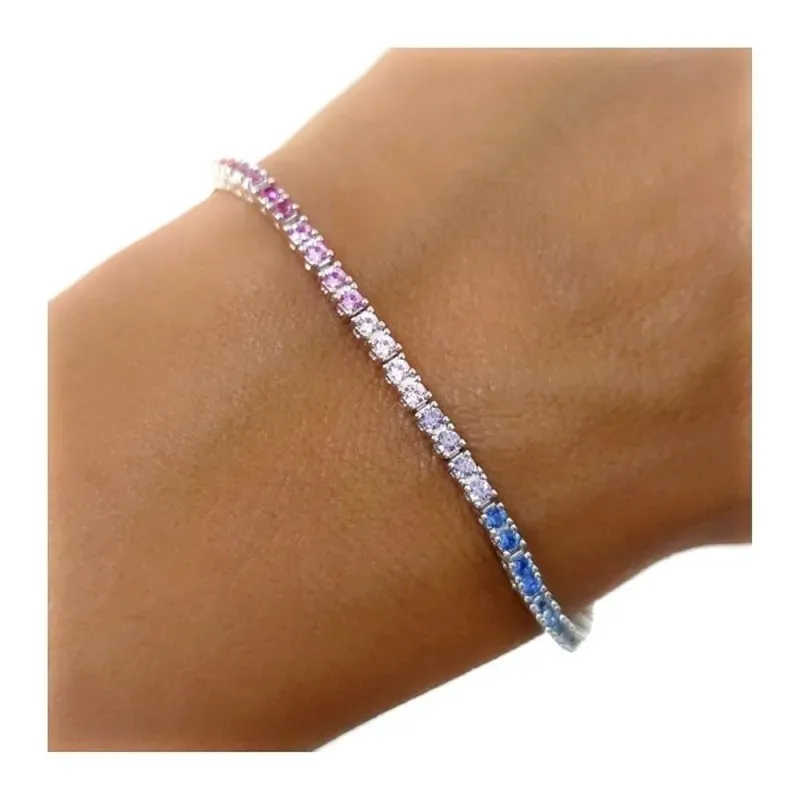 Pulsera en Plata de Ley 925m con 19 cm. circonitas colores combinados
