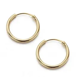 Pendientes oro 18k aros 14mm. redondos lisos ligeros criollas [AA0264]