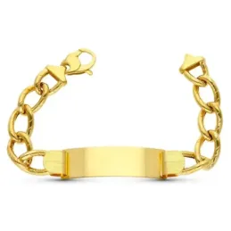 Esclava oro 18k barbada ancho separado 21cm. hueca ancho 12mm. hombre cierre mosquetón [AC1532]
