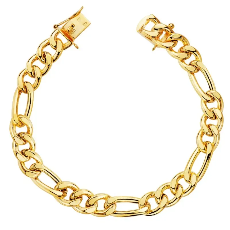 Pulsera oro 18k barbada 3x1 20cm. hueca ancho 8mm. hombre cierre lengüeta [AC1533]