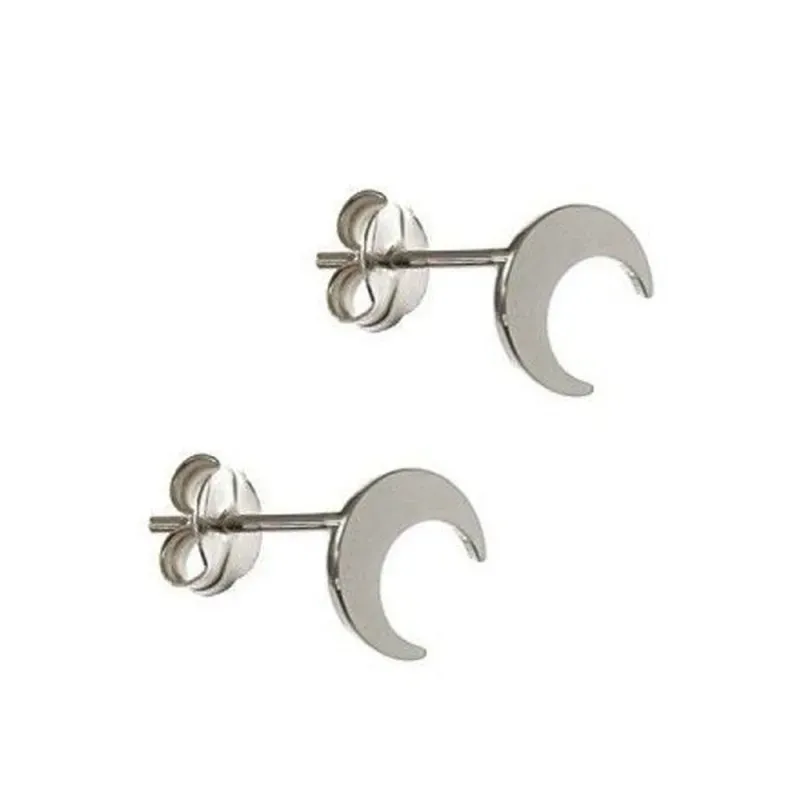 Pendientes plata Ley 925m par media luna 5mm. cierre presión mujer