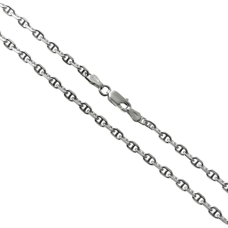 Cadena plata Ley 925m modelo forzada marina 60cm. lisa cierre mosquetón