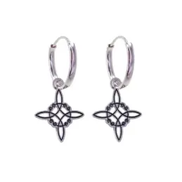 Pendientes plata Ley mujer aros amuleto nudo de bruja