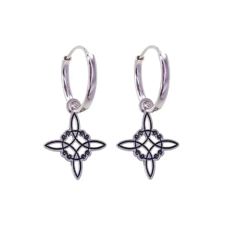 Pendientes plata Ley mujer aros amuleto nudo de bruja