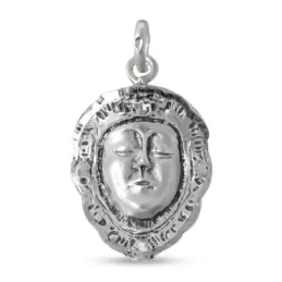 Colgante plata Ley 925m rostro 28mm. macizo Virgen del Rocío mate detalles tallados brillo