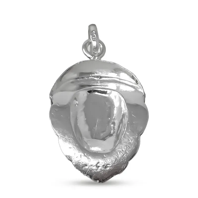 Colgante plata Ley 925m rostro 28mm. macizo Virgen del Rocío mate detalles tallados brillo