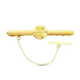 Pisacorbata en Oro de 18k con 55 mm. detalle central timón barco
