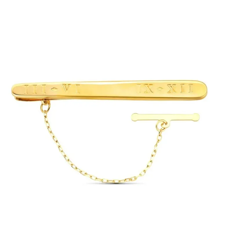 Pisacorbata en Oro 18k con 54 mm. detalle de números romanos