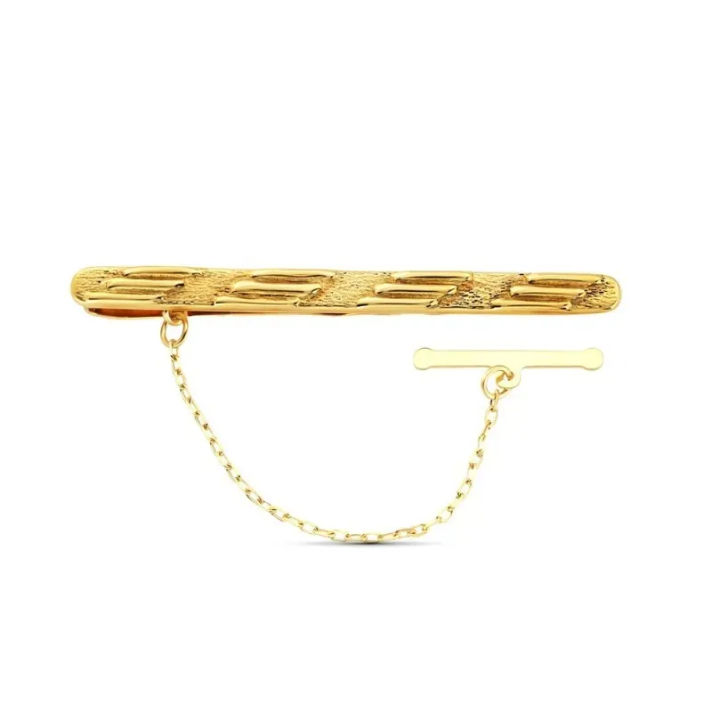 Pisacorbata en Oro 18k en brillo combinada brillo con gallones