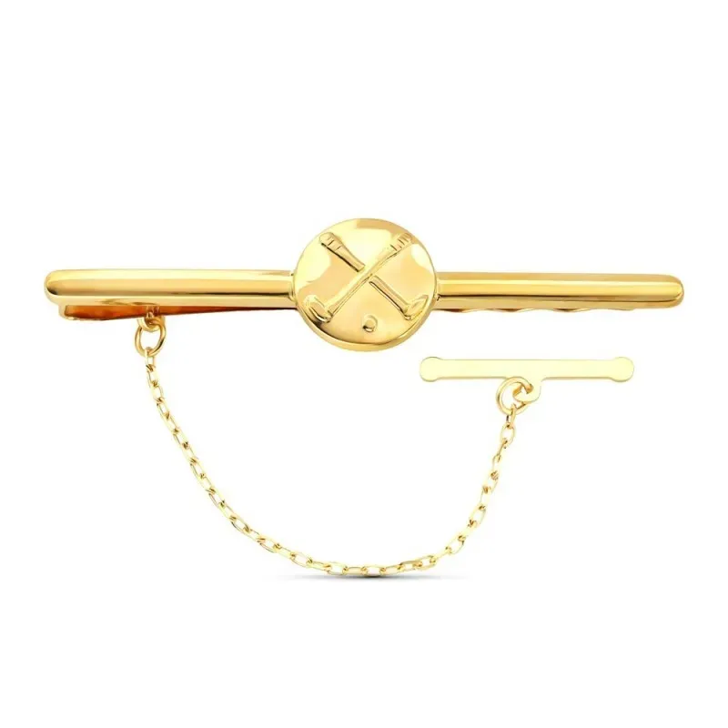 Pisacorbata en Oro de 18k con 55 mm. detalle central palos de golf
