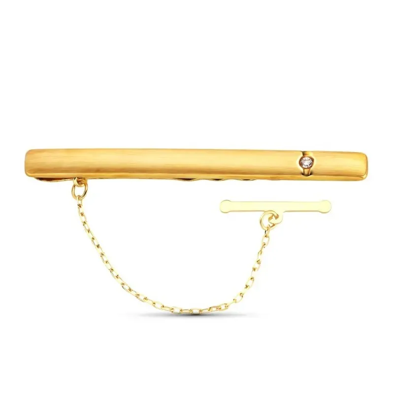 Pisacorbata en Oro de 18k con 56 mm. liso con circonita