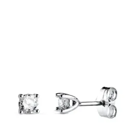Pendientes en Oro Blanco de 18k con 4 mm. diamante de laboratorio 0.2