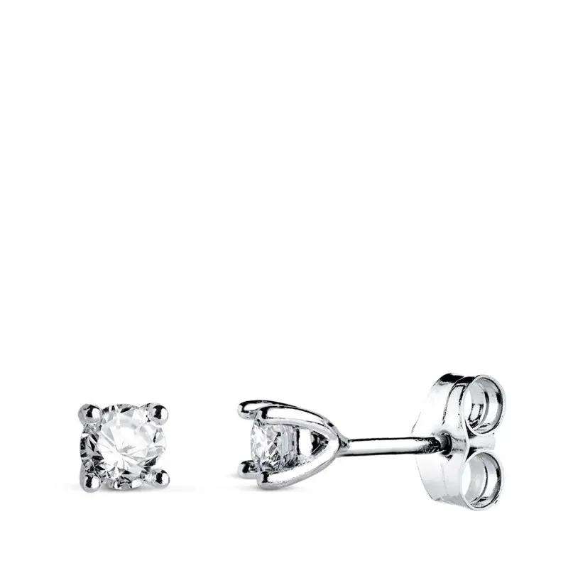 Pendientes en Oro Blanco de 18k con 4 mm. diamante de laboratorio 0.2