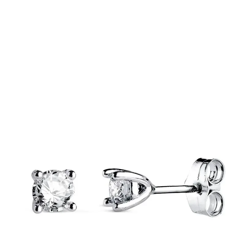 Pendientes en Oro Blanco de 18k con 4.5 mm. diamante de laboratorio 0